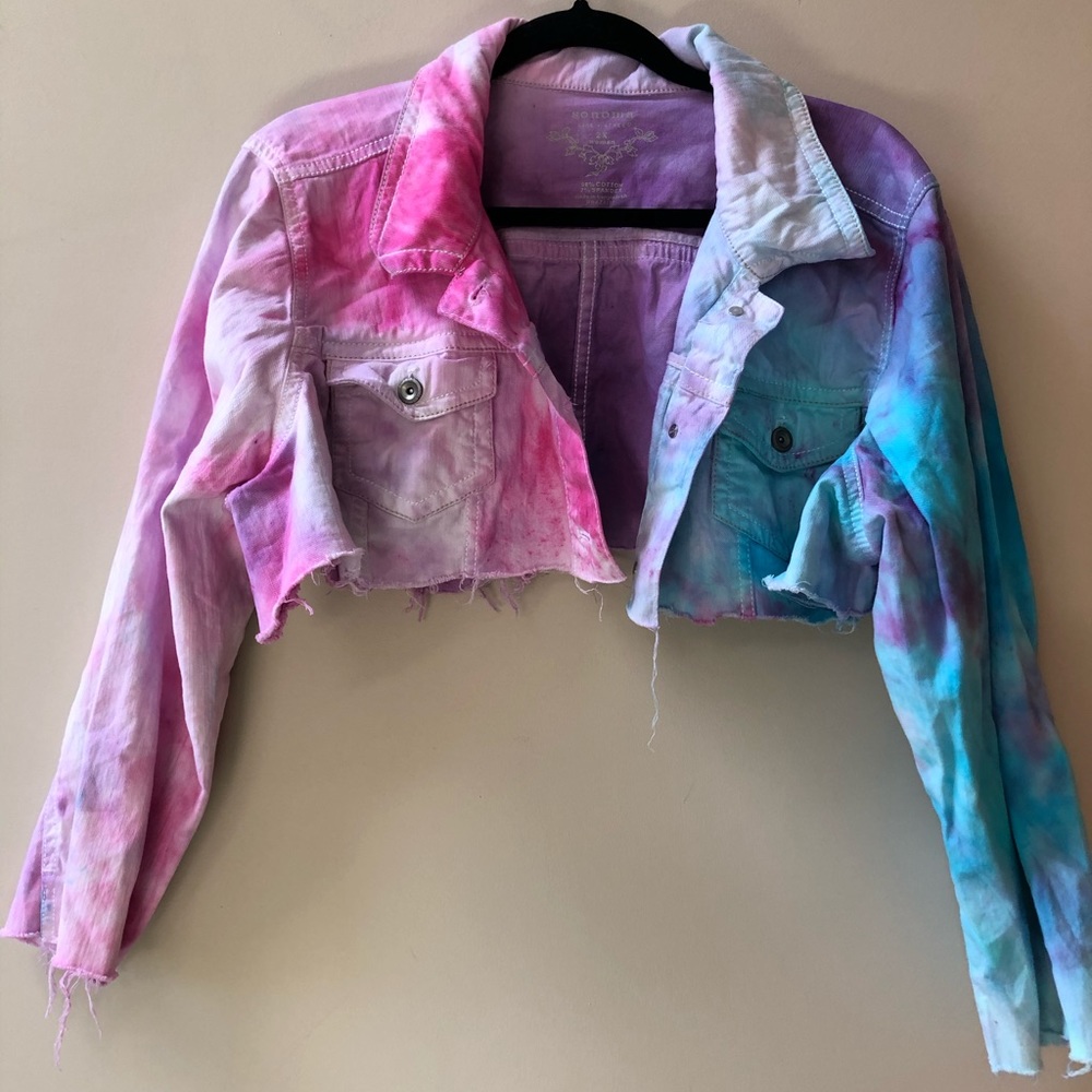 Tie dye cropped jean jacket